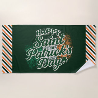 Vintage Happy Saint Patrick's day  ビーチタオル