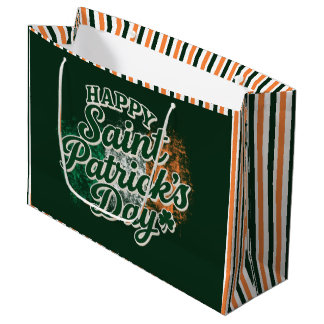 Vintage Happy Saint Patrick's day  ラージペーパーバッグ