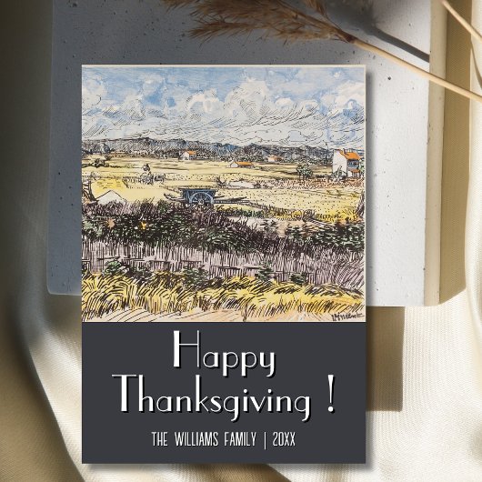Vintage Happy Thanksgiving Harvest in Provence カード