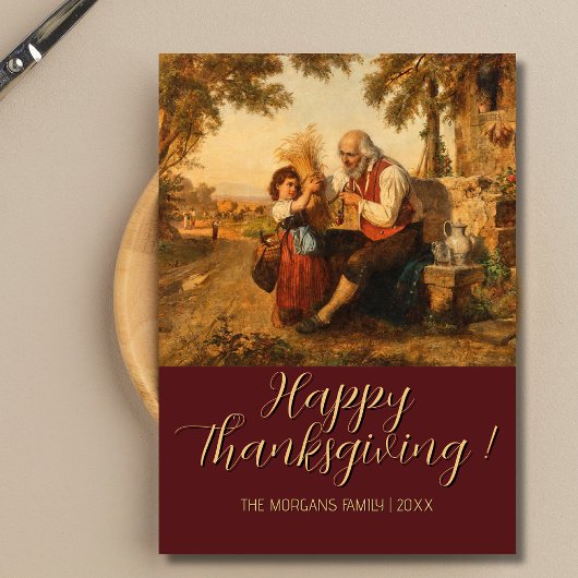 Vintage Happy Thanksgiving Harvest Roman Campagna  カード