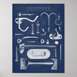 Vintage Hardware Poster Hooks-Handles Denim Dark ポスター