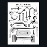 Vintage Hardware Poster Hooks n Handles BW ポスター<br><div class="desc">-Poster created with old copperplate Bolts & Hinges engravings from antique store catalogues. -12" x 16" These posters are in a popular size and will make a statement in any room as a single poster or as themed sets. - TIP: Super wall art gift idea for guys for Birthdays, Christmas...</div>
