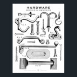 Vintage Hardware Poster Hooks n Handles BW ポスター<br><div class="desc">-Poster created with old copperplate Bolts & Hinges engravings from antique store catalogues. -12" x 16" These posters are in a popular size and will make a statement in any room as a single poster or as themed sets. - TIP: Super wall art gift idea for guys for Birthdays, Christmas...</div>
