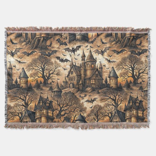 Vintage Haunted House スローブランケット (正面)
