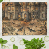 Vintage Haunted House (2) キッチンタオル (折り畳み)