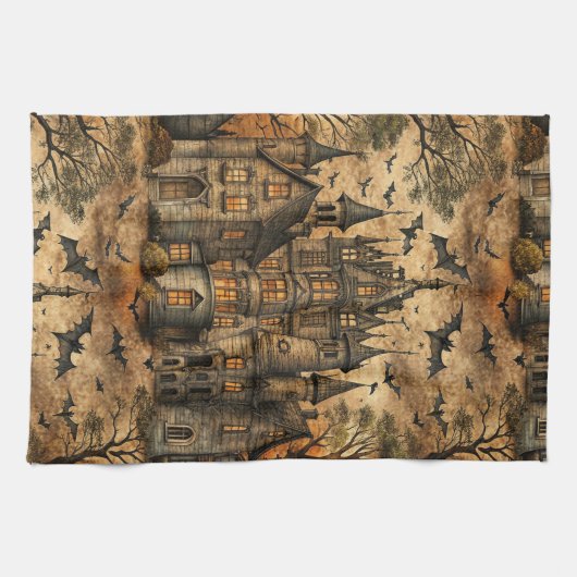 Vintage Haunted House (2) キッチンタオル (横)