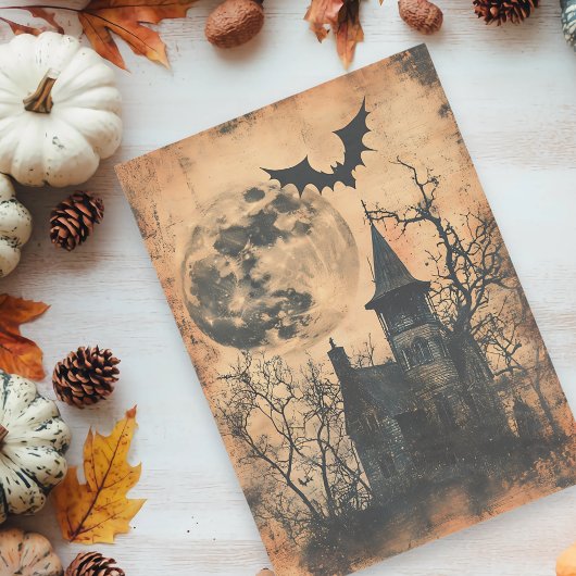 Vintage Haunted House Decoupage  薄葉紙