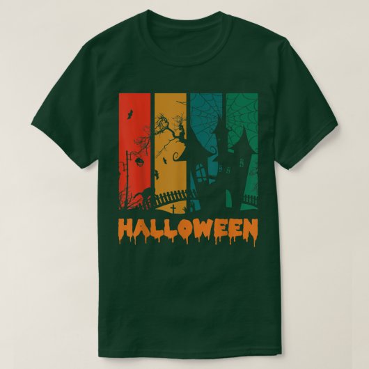 Vintage Haunted House Family Halloween Tシャツ (デザイン正面)