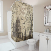 Vintage Haunted House & Full Moon シャワーカーテン (インサイチュ)