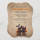 Vintage Haunted House Ghost Halloween Party 招待状 (正面/裏面)