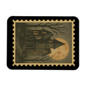 Vintage Haunted House Stamp – Spooky Halloween Ret マグネット (横)