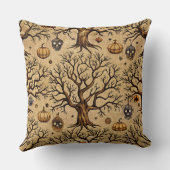 Vintage Haunted Trees & Pumpkin Lanterns Pattern クッション (裏面)