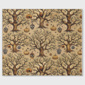 Vintage Haunted Trees & Pumpkin Lanterns Pattern ラッピングペーパー (フラット)
