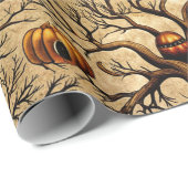 Vintage Haunted Trees & Pumpkin Lanterns Pattern ラッピングペーパー (ロールコーナー)