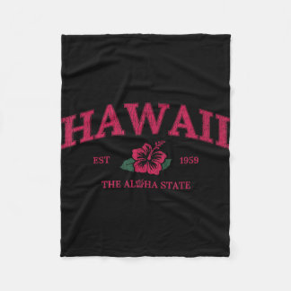 Vintage hawaii aloha state hibiscus flower summer フリースブランケット