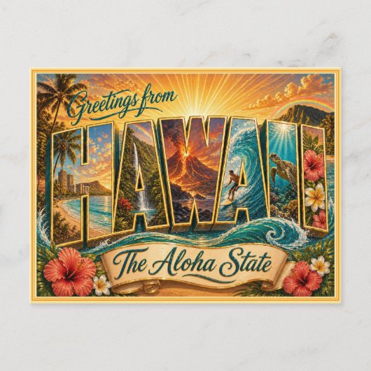 Vintage Hawaii Greeting From Postcard ポストカード (正面)