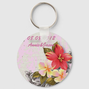 vintage hawaii hibiscus floral tropical wedding キーホルダー