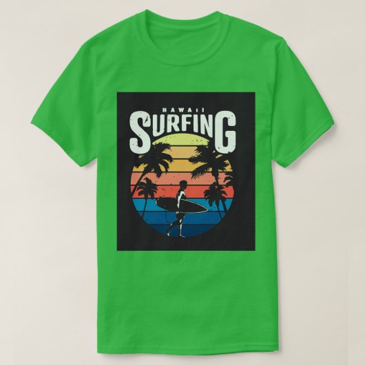 Vintage hawaii surfing label tシャツ (デザイン正面)