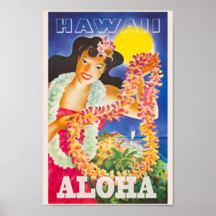Vintage Hawaii Travel ポスター