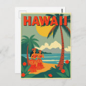 Vintage Hawaii Travel ポストカード (正面/裏面)