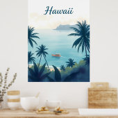 Vintage Hawaii Travel Illustration ポスター (キッチン)