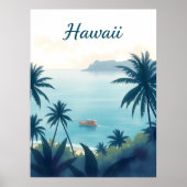 Vintage Hawaii Travel Illustration ポスター (正面)