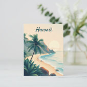 Vintage Hawaii Travel Illustration ポストカード (スタンド正面)