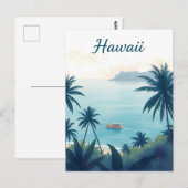 Vintage Hawaii Travel Illustration ポストカード (正面/裏面)