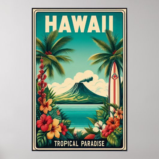 Vintage Hawaii Travel Poster ポスター (正面)