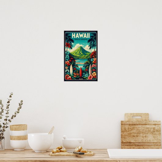 Vintage Hawaii Travel Poster ポスター (キッチン)