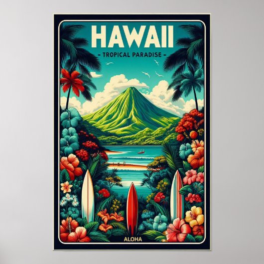Vintage Hawaii Travel Poster ポスター (正面)