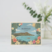 Vintage Hawaii Travel Waikiki Diamond Hea シーズンポストカード (スタンド正面)