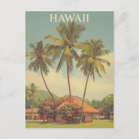 Vintage Hawaii Tropical Beach Travel ポストカード (正面)