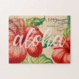 Vintage Hawaiian Hibiscus Postcard ジグソーパズル