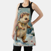 Vintage Hedgehog with Christmas Berry Basket エプロン (インサイチュ)