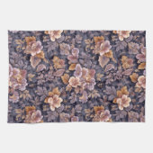 Vintage Heirloom Petals purple floral キッチンタオル (横)