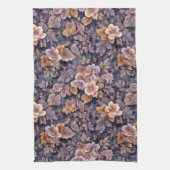 Vintage Heirloom Petals purple floral キッチンタオル (縦)