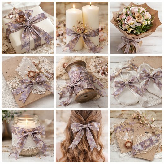 Vintage Heirloom Petals purple floral サテンリボン