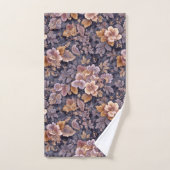 Vintage Heirloom Petals purple floral バスタオルセット (ハンドタオル)