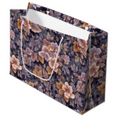 Vintage Heirloom Petals purple floral ラージペーパーバッグ (正面アングル)