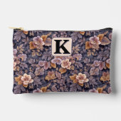 Vintage Heirloom Petals purple floral monogram アクセサリーポーチ (正面)