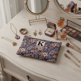 Vintage Heirloom Petals purple floral monogram アクセサリーポーチ