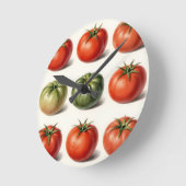 Vintage Heirloom Tomato Variety Botanical Grid ラウンド壁時計 (傾斜)