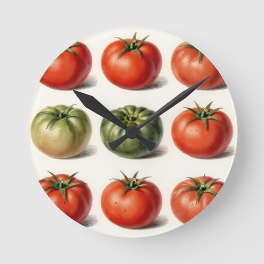 Vintage Heirloom Tomato Variety Botanical Grid ラウンド壁時計 (正面)