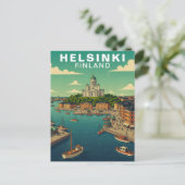 Vintage Helsinki Finland Harbor Waterfront Travel ポストカード (スタンド正面)