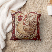 Vintage Hen Red and Cream Floral クッション (ブランケット)