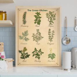 Vintage Herb Chart Botanical Kitchen Poster ポスター