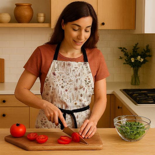 Vintage Herbarium Pressed Flower Botanical Kitchen エプロン