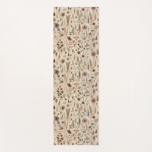 Vintage Herbarium Pressed Flower Botanical Yoga ヨガマット (正面)