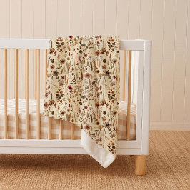 Vintage Herbarium Pressed Flower Cozy Sherpa  シェルパブランケット